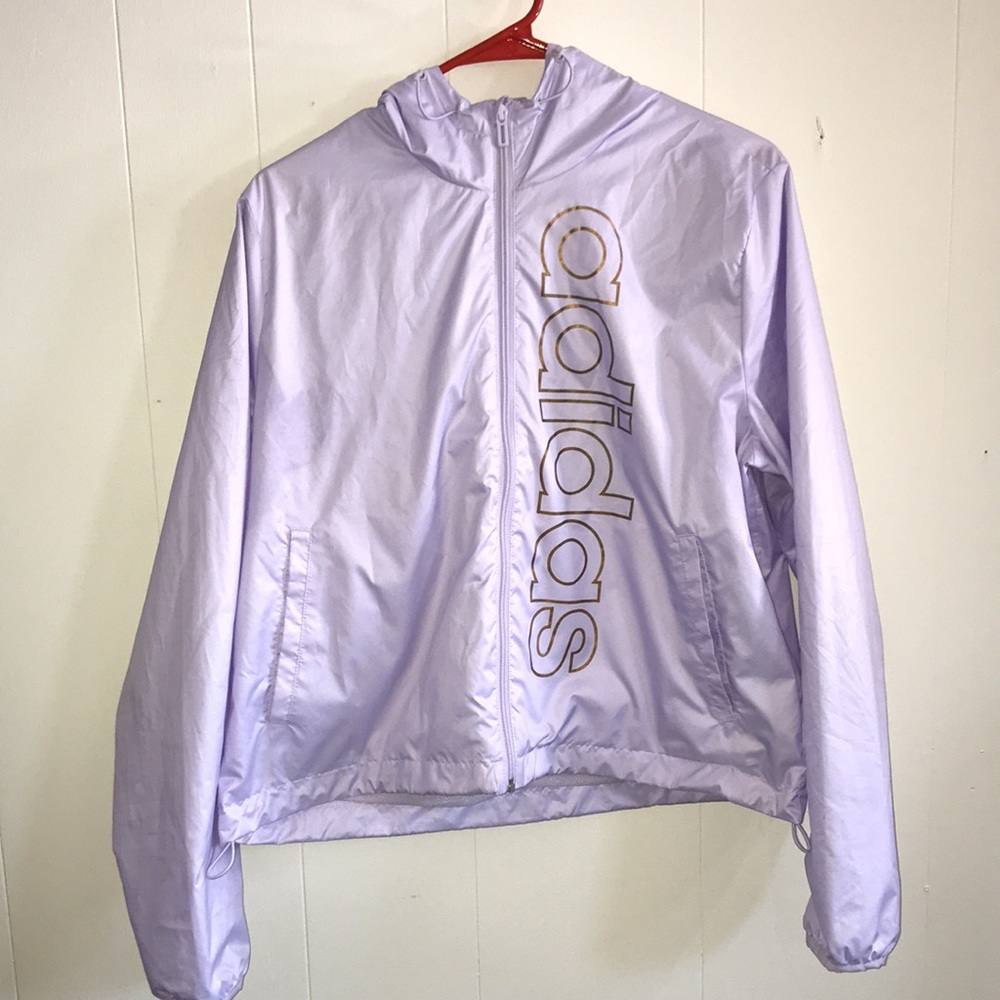 Light purple adidas rain jacket